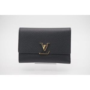 Portefeuille Capucines Campact Noir Black Pink Wallet Handbag black